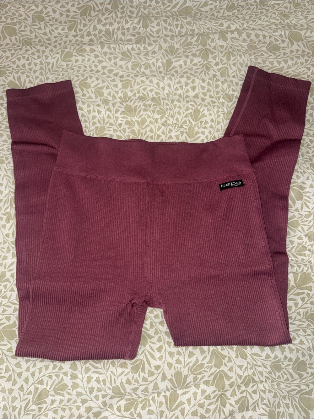 bebe Ribbed Leggings - Plum
